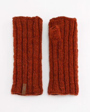 Double Ribbed Brick Brown Mitten