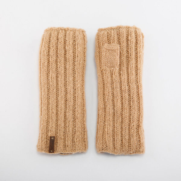Double Ribbed Mitten Muted Beige